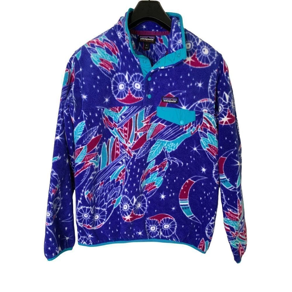 Patagonia Synchilla Snap-T Owl Harvest Moon pullover fleece women's size medium